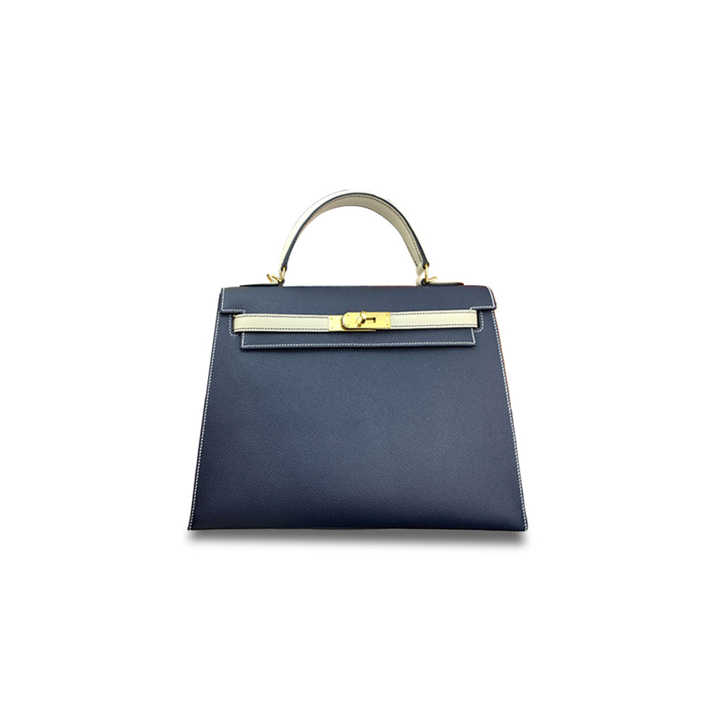 HERMÈS MASTER KELLY 32 EPSOM MIDNIGHT BLUE MILKSHAKE PLATINUM BUCKLE (32*23*10.5cm) 